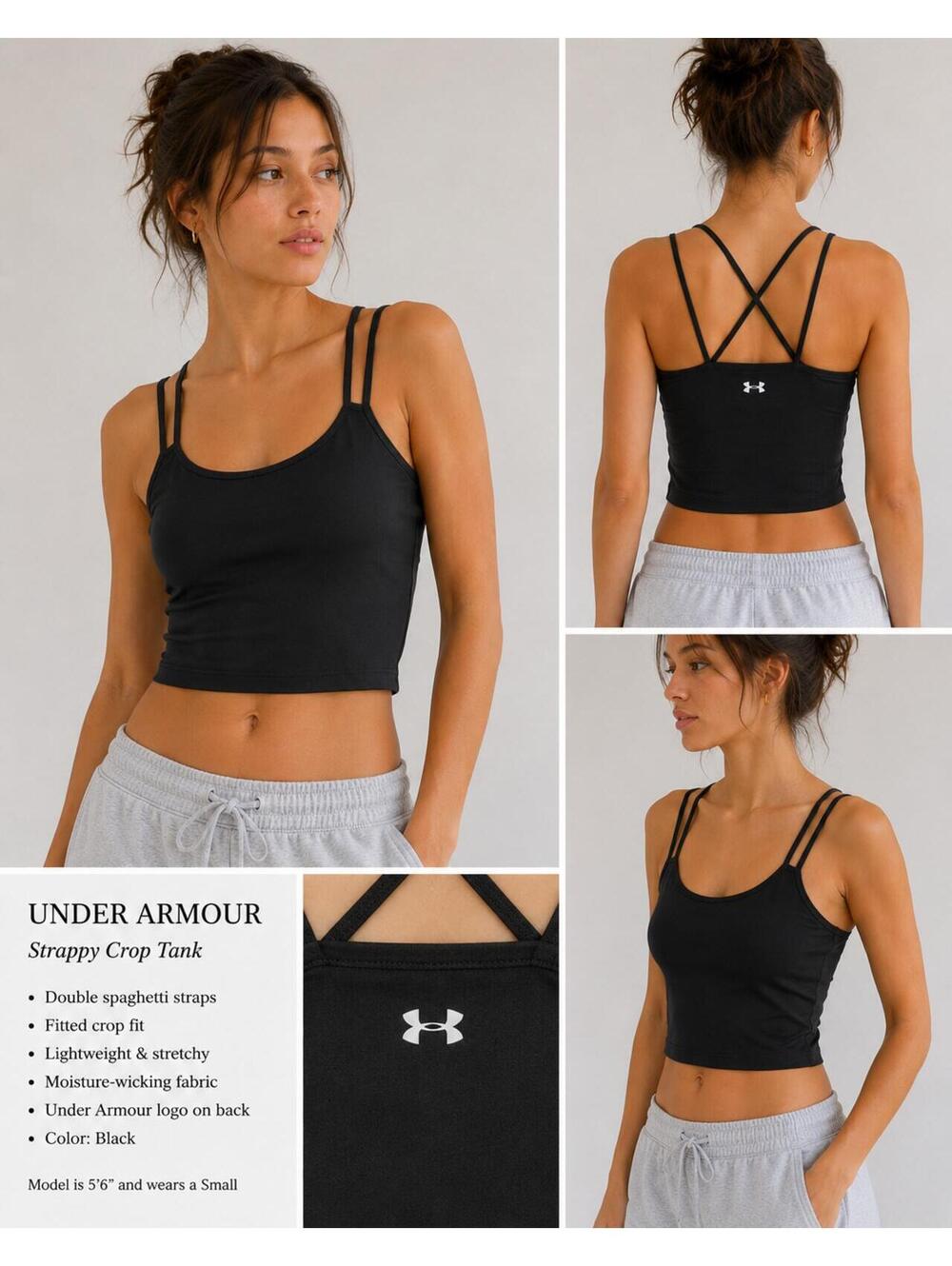 Under Armour Strappy Crop Tank Top Black Small